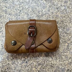 Meanwhile Back On The Farm Brown Leather Card Case Coin Purse